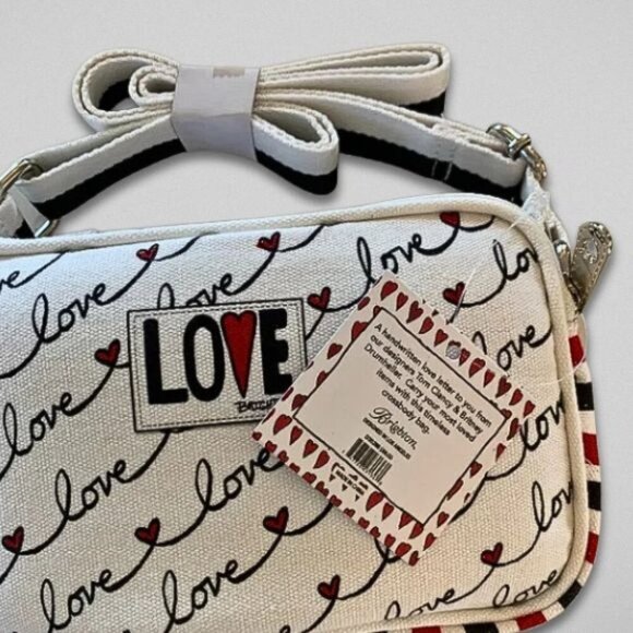 Brighton Love Scroll Crossbody Bag Striped Side Panels White/Red/Blue W OS NWT - Picture 5 of 10
